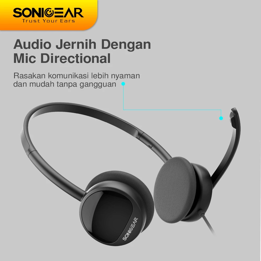 Headset Microphone SonicGear Xenon 1U Headphone Office Sekolah Gaming | Portable Light Weight