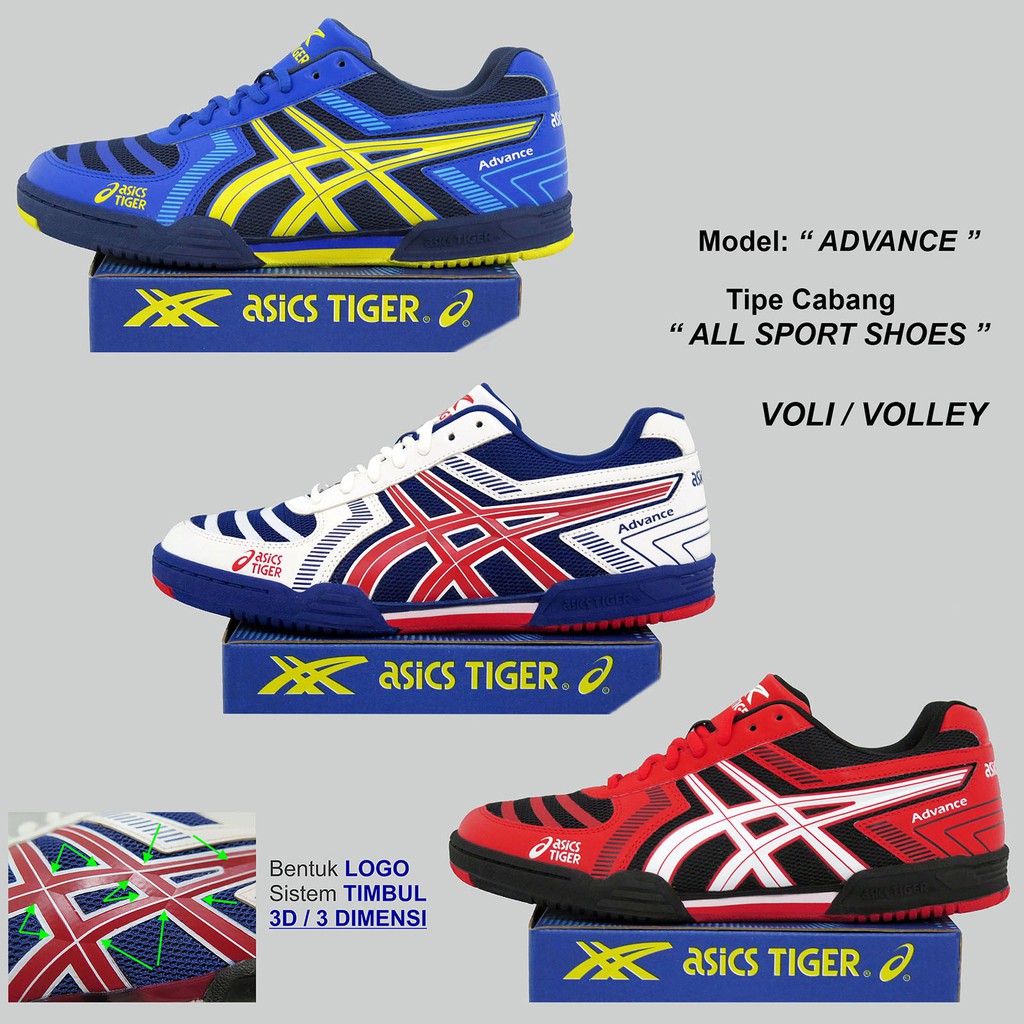 Sepatu Asics Tiger Volly Voli Volley model ADVANCE All Sport Ori Original Authentic Asli 100