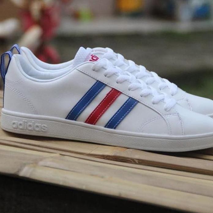 Jual Original Adidas Neo Vall Stripes White Blue Red Made In