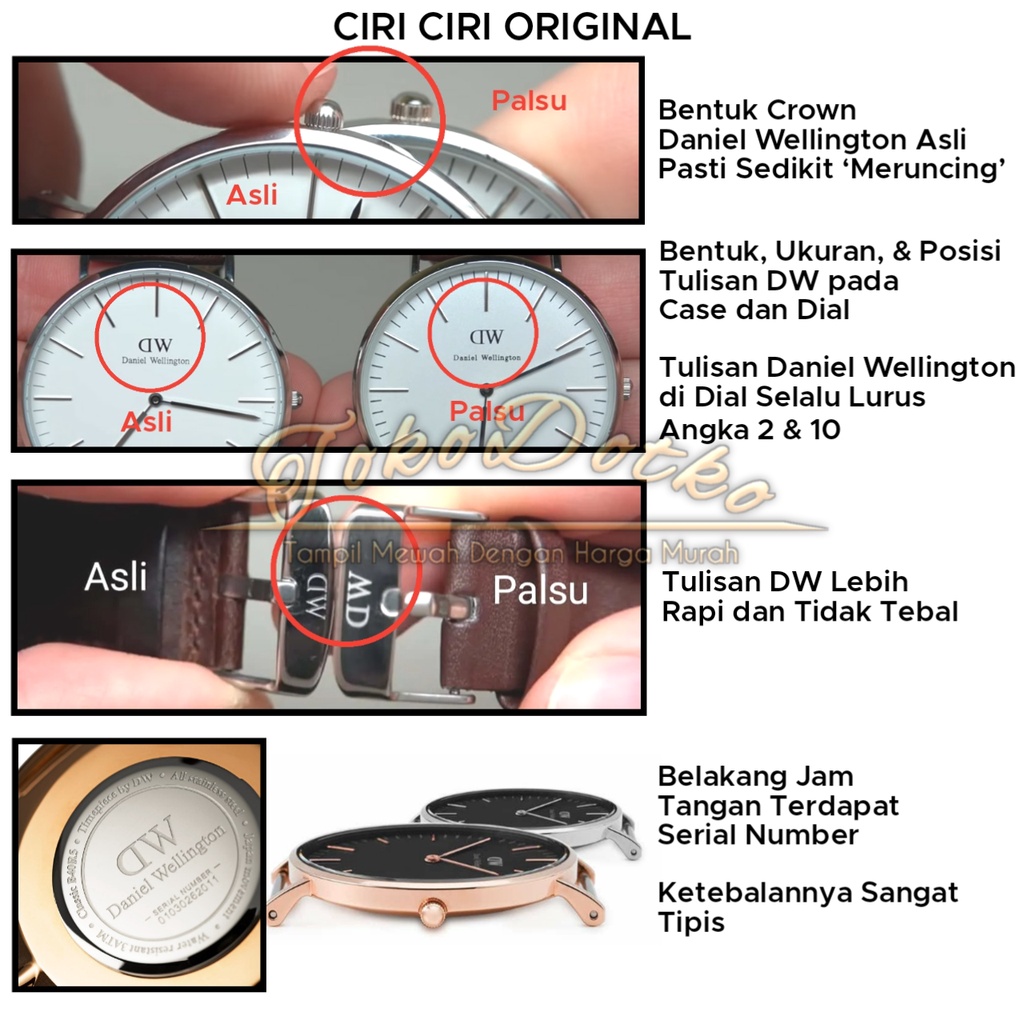 Perbedaan daniel wellington hot sale ori dan kw