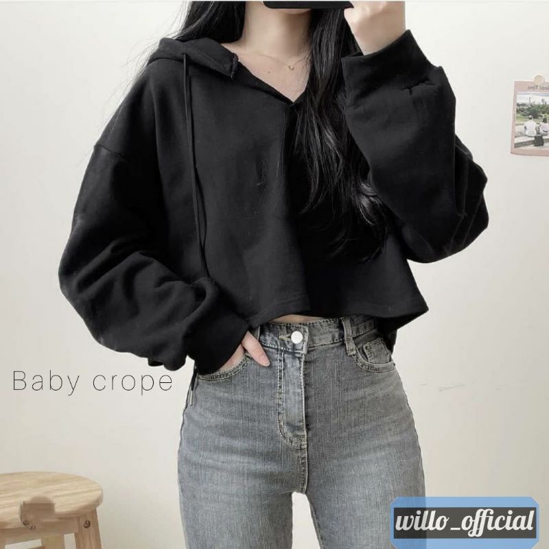 Jual BABY CROPE HOODIE | jaket wanita sweater crop top - outfit wanita -  atasan | Shopee Indonesia