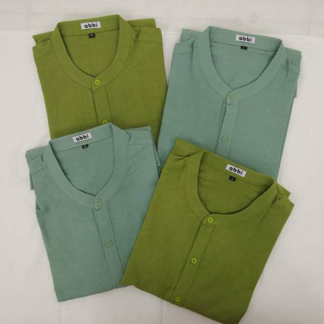 Jual Baju Koko Abbi Muslim Kemeja Pria Rami Panjang Mint lengan panjang ...