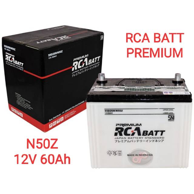 Jual AKI RCA PERMIUM N50Z 12V 60Ah AKI MOBIL TRUK Belum Termasuk Air