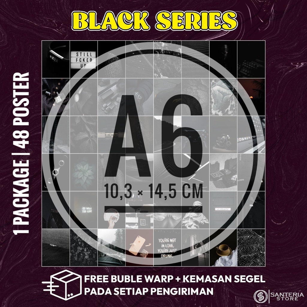 Jual Poster Dinding Aesthetic Variasi BLACK | Isi 48 Poster | Poster ...