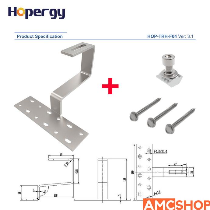 Jual Hopergy Tile Roof Fixed Hook Kit Mounting Solar PV Module Panel ...
