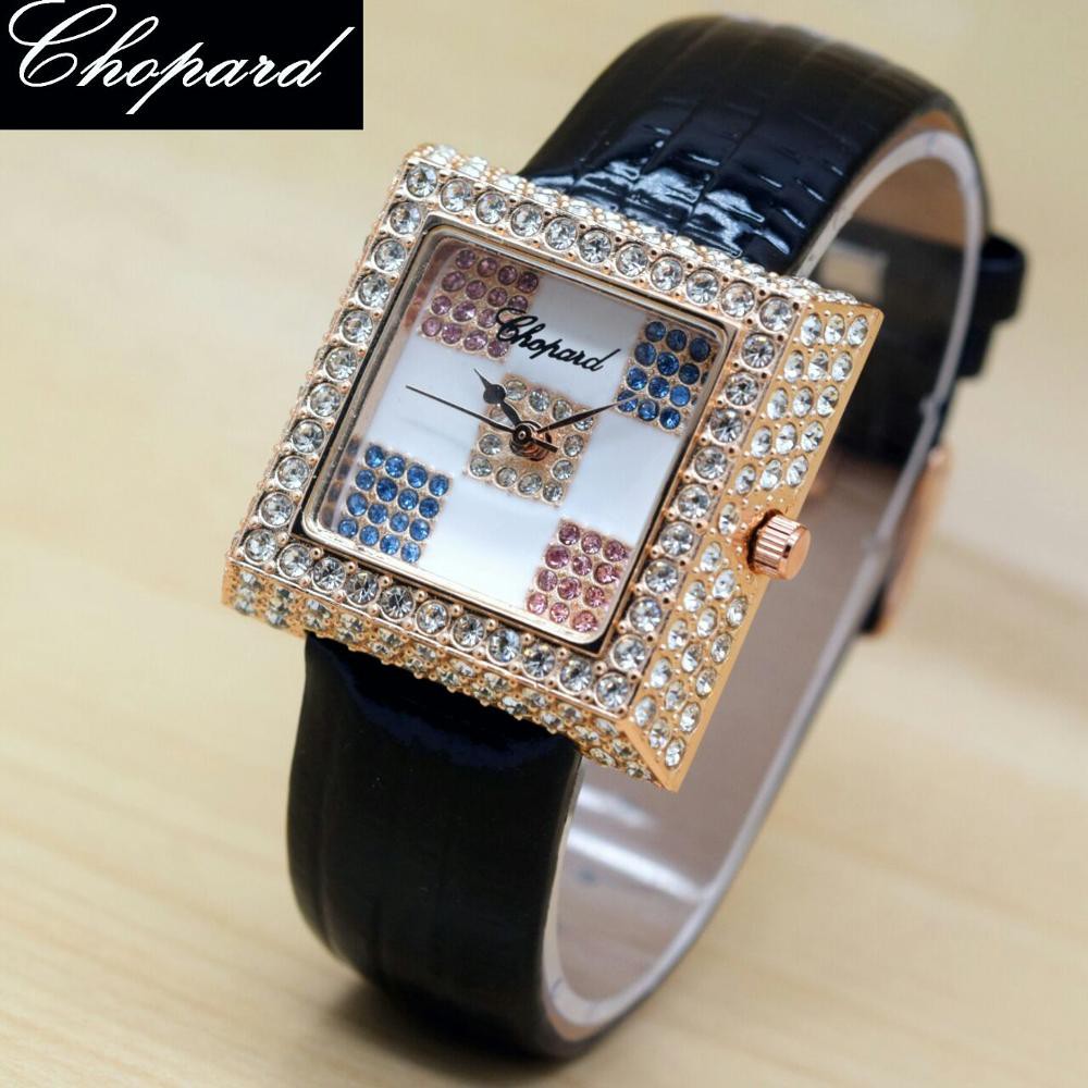 Jual Jam Tangan Wanita Chopard Catur Segi Kulit 03 Limited