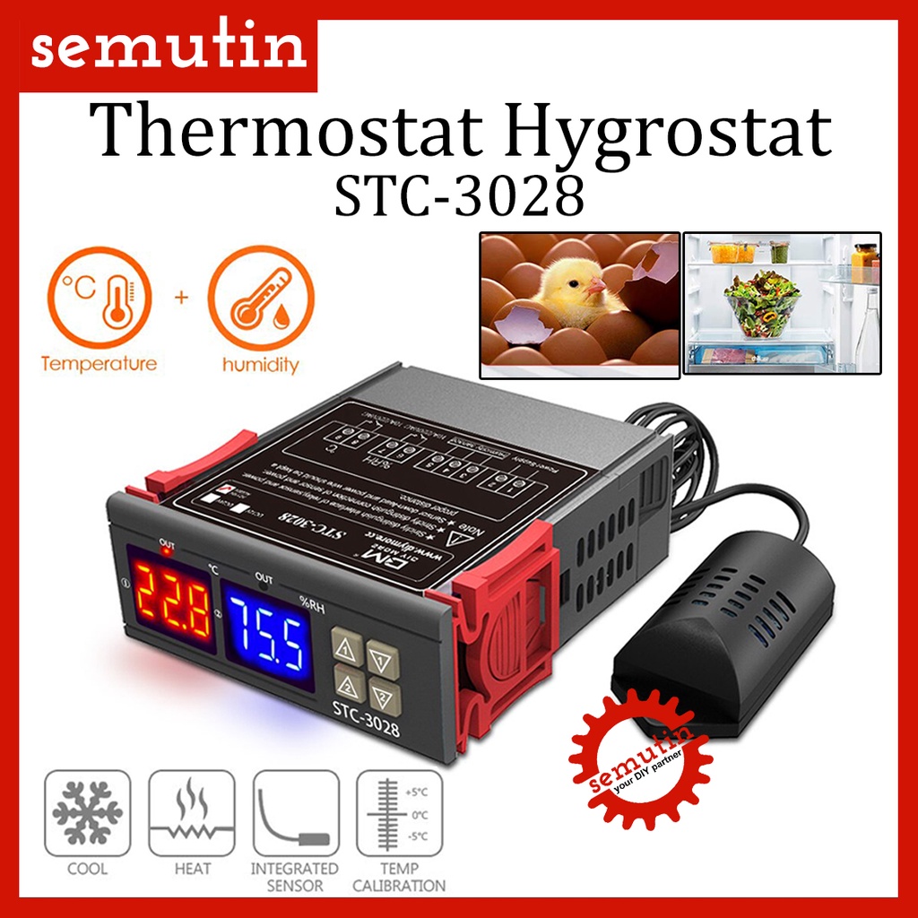 Jual Thermostat Hygrostat Digital Stc 3028 Pengatur Suhu Kelembaban