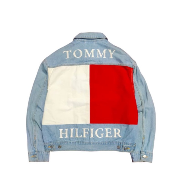 Tommy hilfiger jacket big hot sale logo