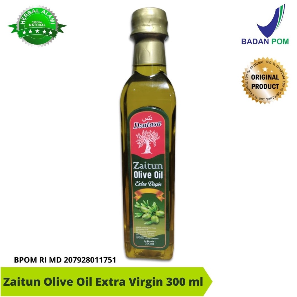 Jual Minyak Zaitun Extra Virgin 300 ml & 60 ml Dzatasa BPOM | Shopee ...