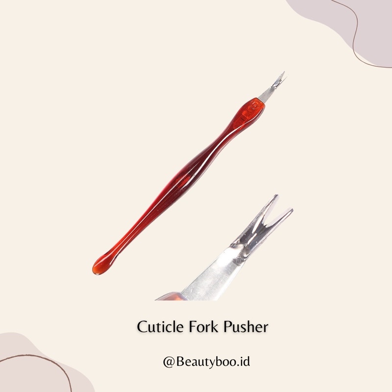 Jual Cuticle fork pendorong pemotong kutikula / RED FORK TRIM cuticle pusher fork lidah ular