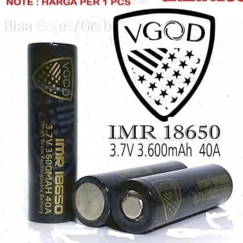 Jual PROMO TERBARU BATERAI VGOD IMR 18650 3.7V 3. 600MAH 40A HARGA