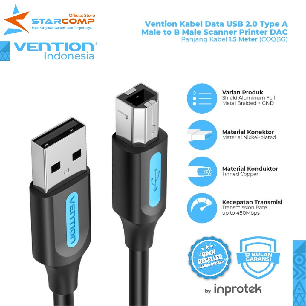 Jual Vention Kabel Data Usb Type A Male To B Male Scanner Printer