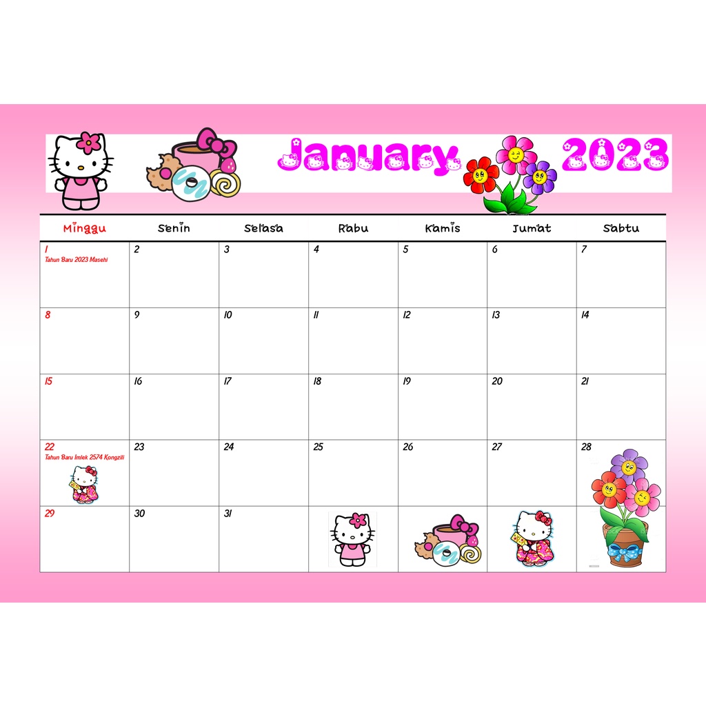 Jual Kalender agenda 2023 Hello Kitty uk A4 Shopee Indonesia