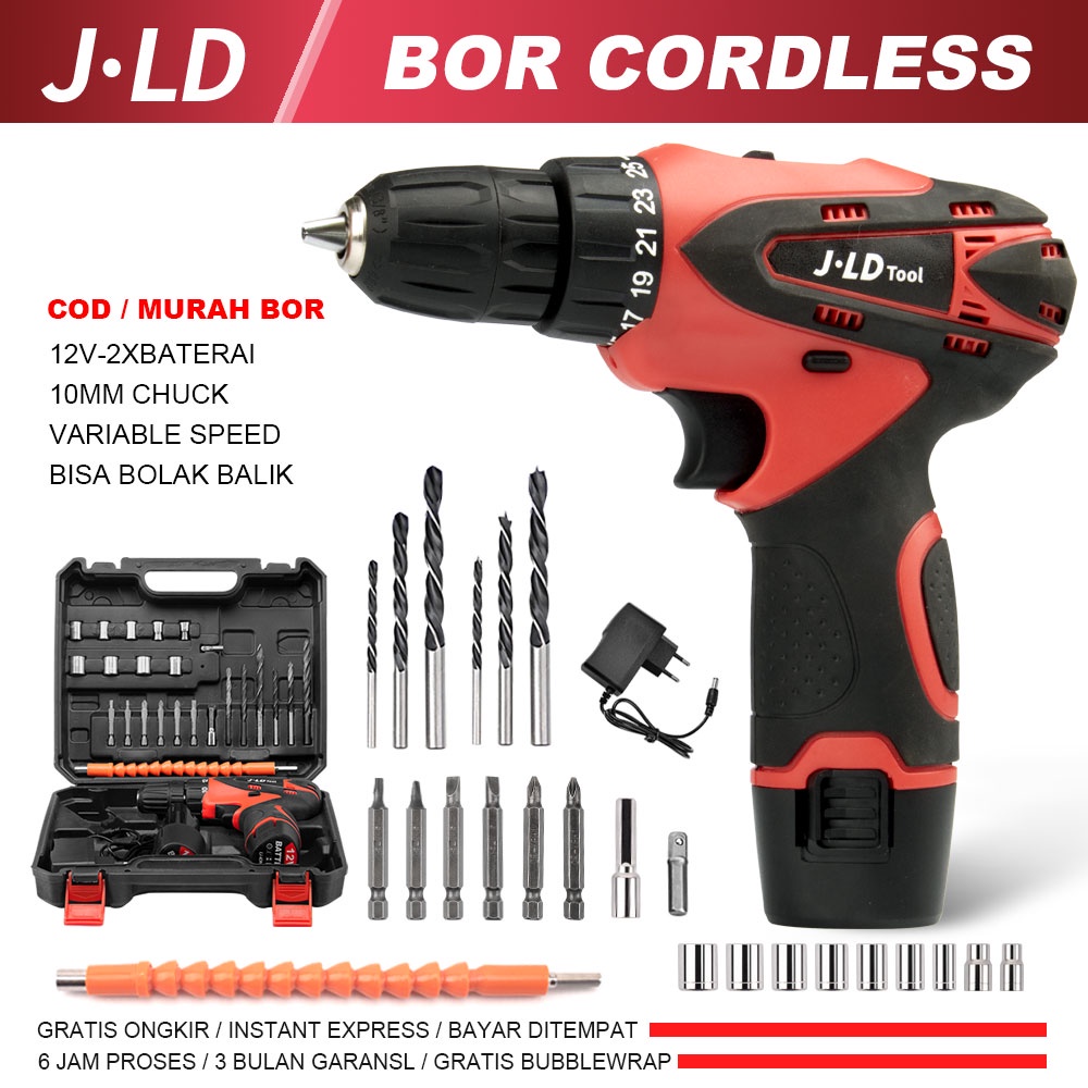 Jual Jld Mesin Bor Baterai Cas Komplit Cordless Bor Listrik Set Lengkap Murah Bor Cordless