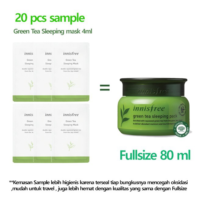 Jual INNISFREE GREEN TEA SLEEPING MASK 4 ML SAMPLE SACHET | Shopee ...