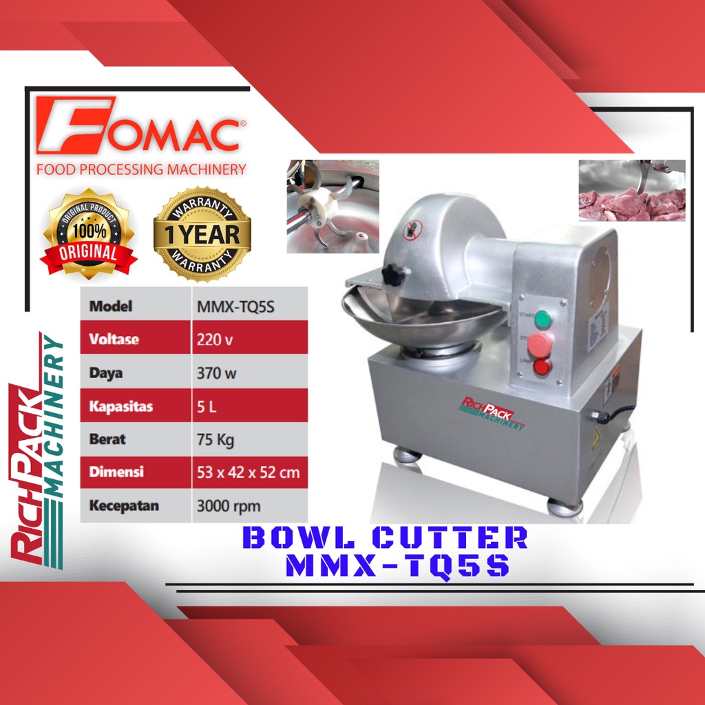 Jual Fomac Mmx Tq5s Bowl Cutter Machine Mesin Pengaduk Adonan Daging