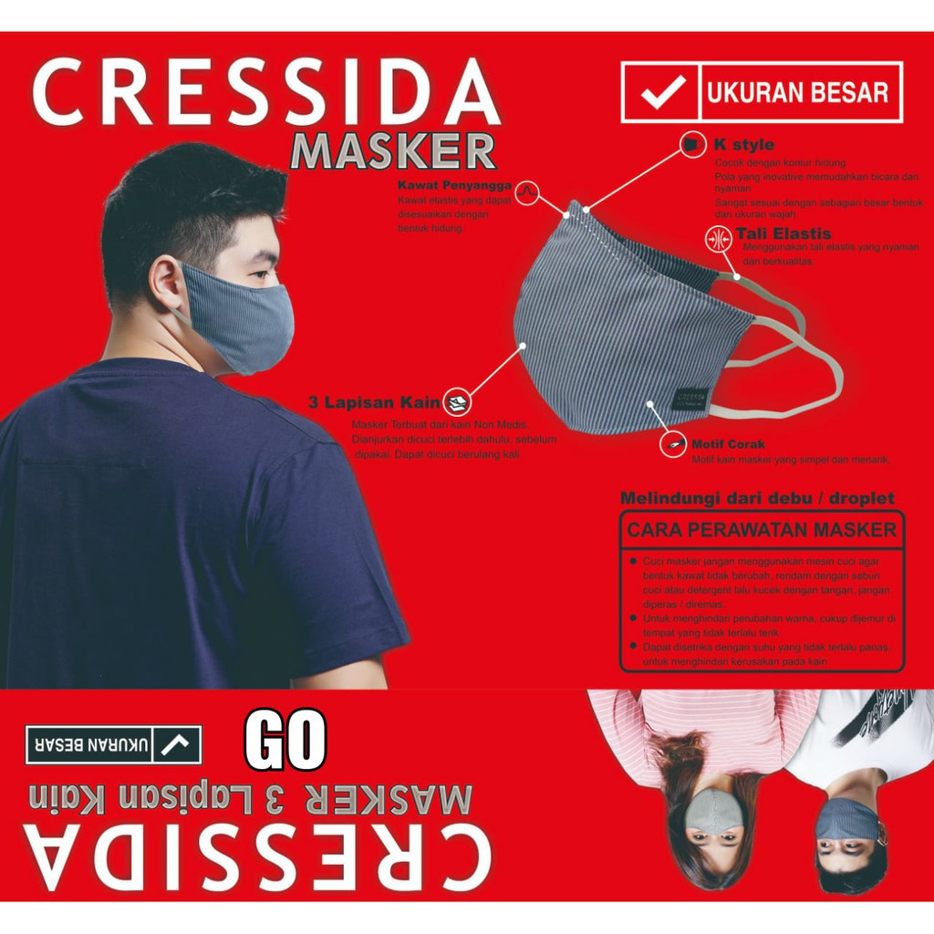 Jual gof CRESSIDA MASKER BESAR ISI 2 Masker Dewasa Ukuran Besar - EAFA ...