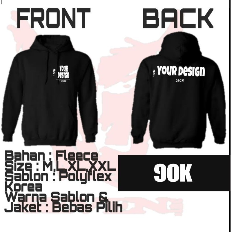 (CUSTOM) Hoodie custom JAKET CUSTOM/JAKET KATA/JAKET GAMBAR/JAKET SUKA  SUKA/JAKET SABLON SATUAN
