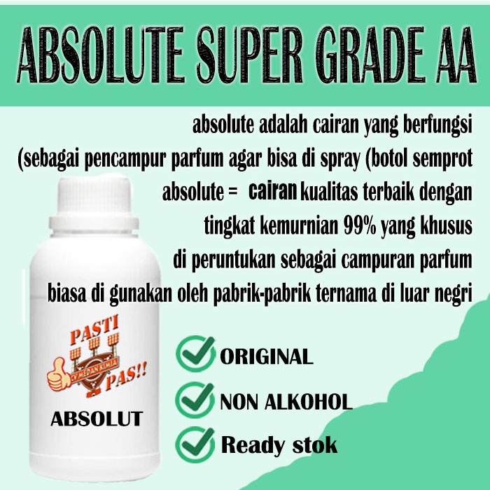 Jual absolute purity 1 liter / alkohol parfume dan kosmetik/ Absolut ...