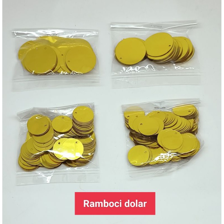 Jual Ramboci dollar 15mm / 25mm mas ( isi:10gram ) | Shopee Indonesia