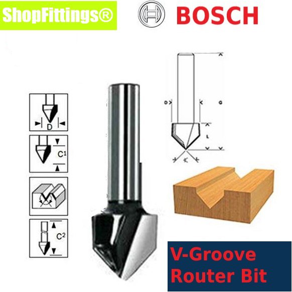 Jual BOSCH V 90° Groove Router Bit Shank ¼