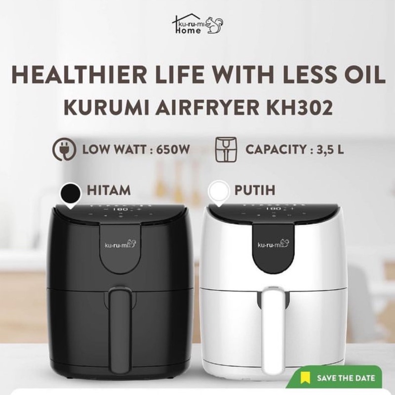 Jual PROMO Kurumi Home Low Wat Air Fryer KH 302/ Kurumi KH302/ Kurumi Air Fryer/ Kurumi KH302