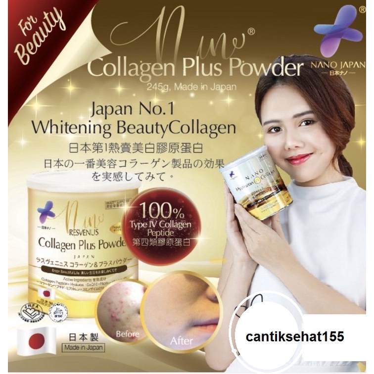 Jual NEW Nano RESVENUS Japan Hyaluron Collagen Tipe IV Collagen Plus