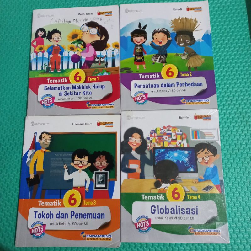 Jual BUKU BEKAS TEMATIK SD KELAS 6 TEMA 1,2,3,4 platinum | Shopee Indonesia