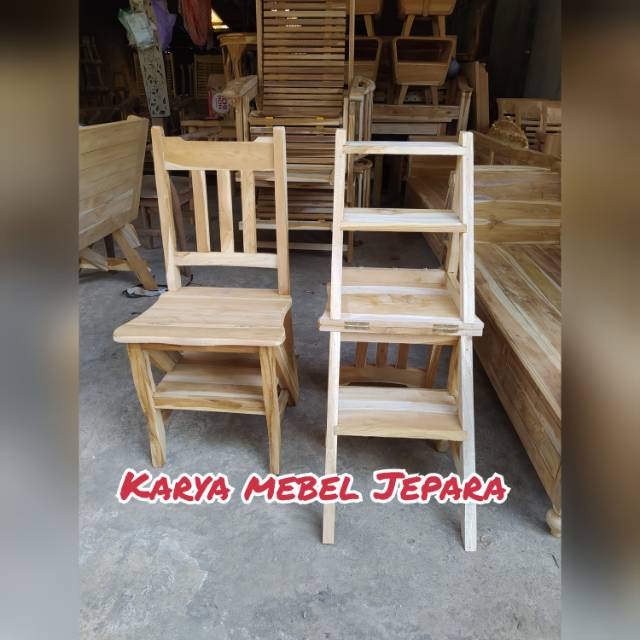 Jual [KURSI] TANGGA JATI MULTIFUNGSI BISA DIPAKAI UNTUK KURSI BISA ...