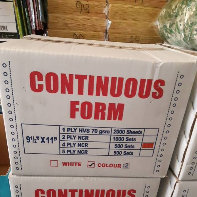Jual Continuous form / kertas komputer (4 PLY : 2) 500 set warna ...