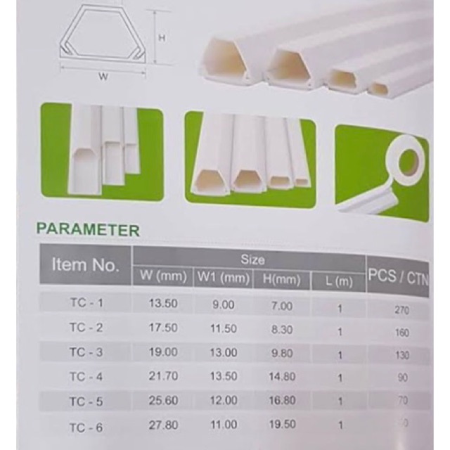 Jual Kabel Duct TC 1 TC 2 TC 3 TC 4 TC 5 TC 6 Protector Pelindung Kabel NISO Putih