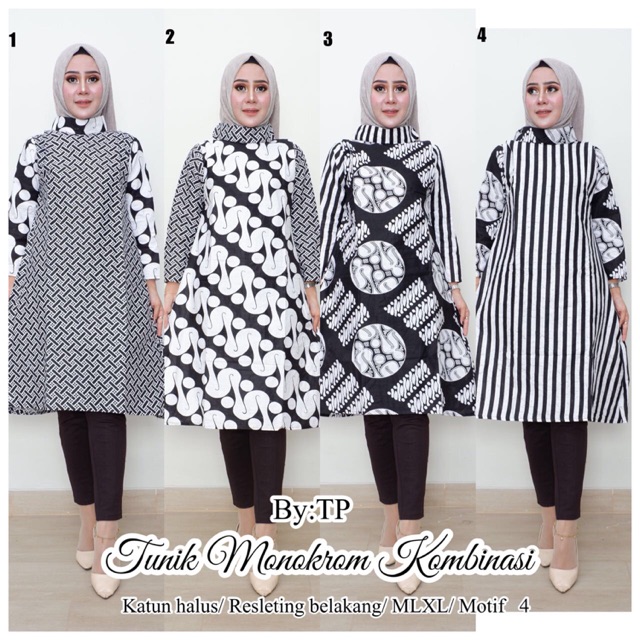 Jual Tunik Batik Monokrom Kombinasi | Shopee Indonesia