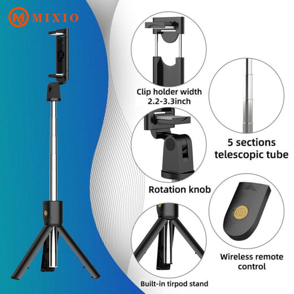 Jual MIXIO Q07 Selfie Stick Tripod Phone Stand (NONLED Fill Light) Shopee Indonesia