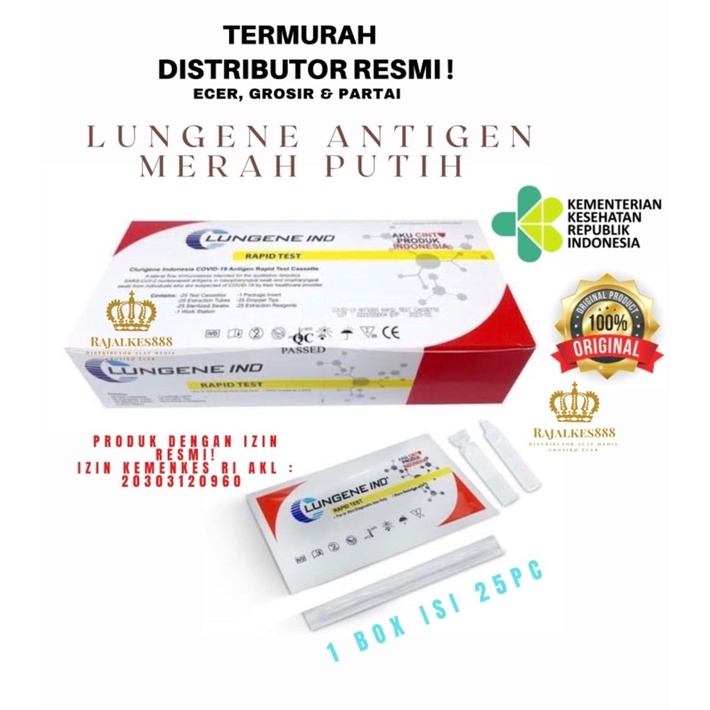 Jual PROMO! Antigen Lungene Test Rapid Kemenkes 1 Box Isi 25pc Merah ...