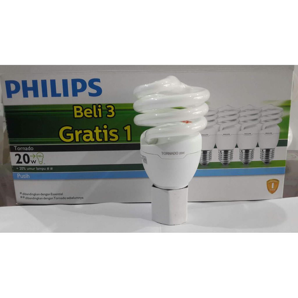 Jual Lampu Philips Tornado beli 3 gratis 1 20watt philips multipack
