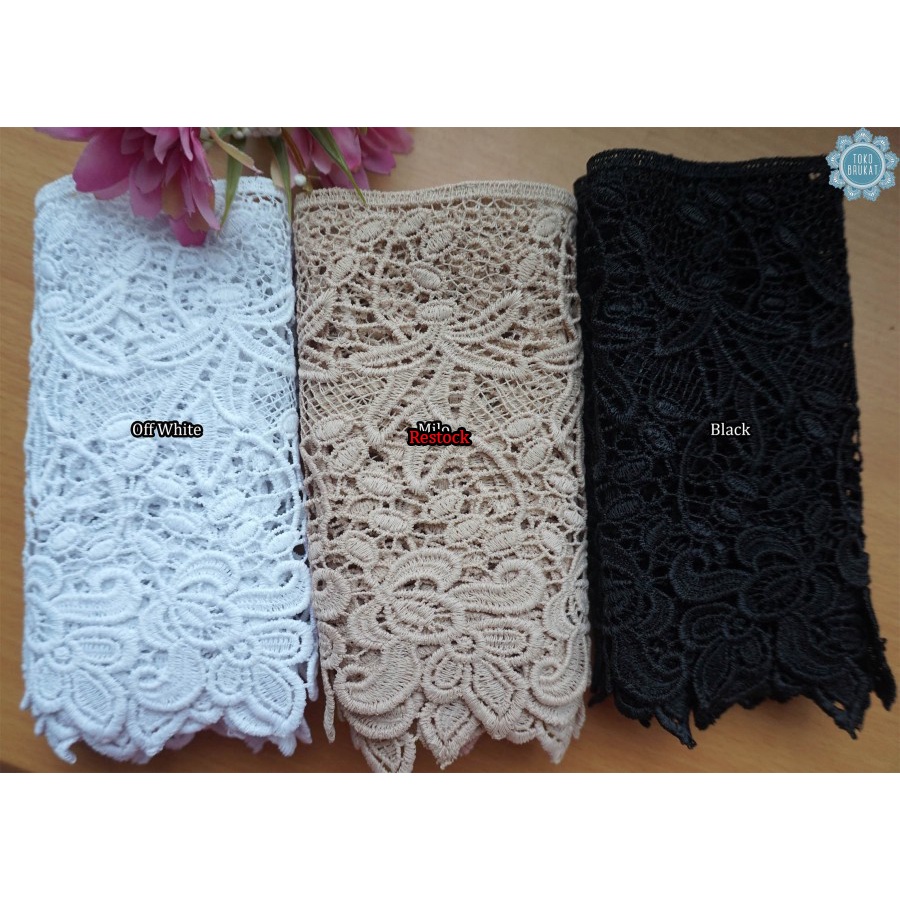 Jual Kain Renda Bordir Giper - Bunga Besar - 11193 (L:-/+ 16,5 cm ...