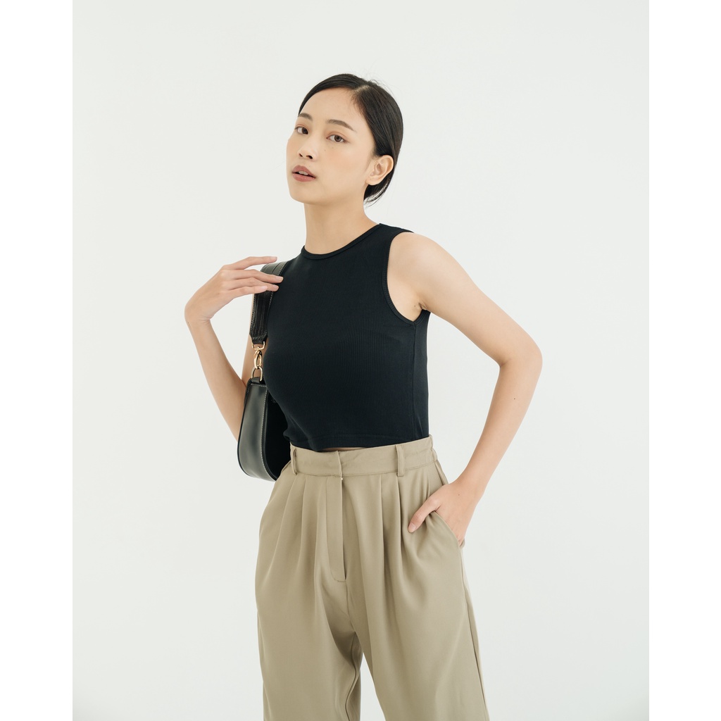 Jual SURRELL - Lucy Halter Rib Tank - Crop Top | Shopee Indonesia