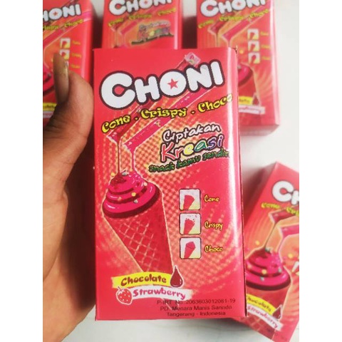Jual CHONI CONE CRISPY CHOCO ICE CREAM WAFER CHONI ISI 12PCS | Shopee ...