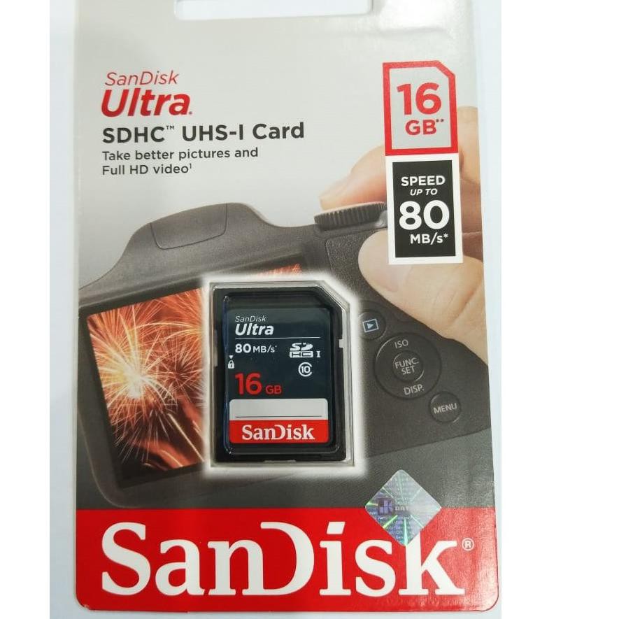 Jual Sandisk Ultra SD CARD / SDCARD / SDHC 16GB 80MB/s Garansi Resmi FT