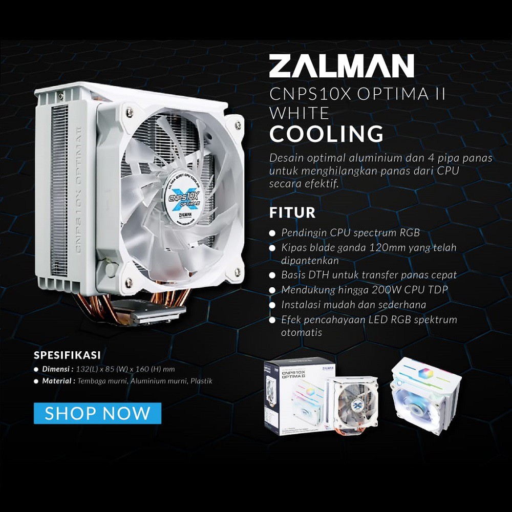 Jual CPU Cooler Zalman CNPS10X Optima II White - Spectrum RGB LED ...