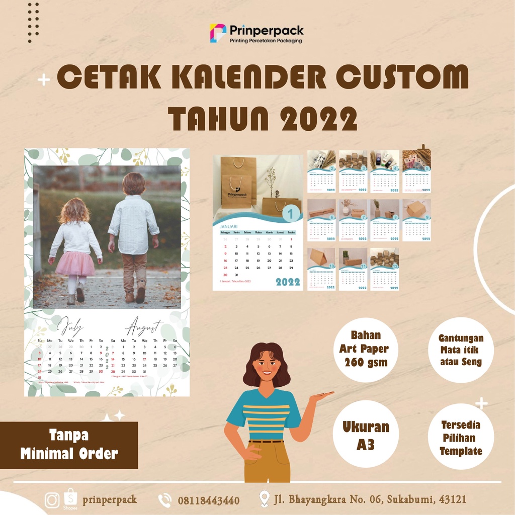 Jual Kalender Dinding 1 Lembar Custom 2022 / Cetak Kalender Custom ...