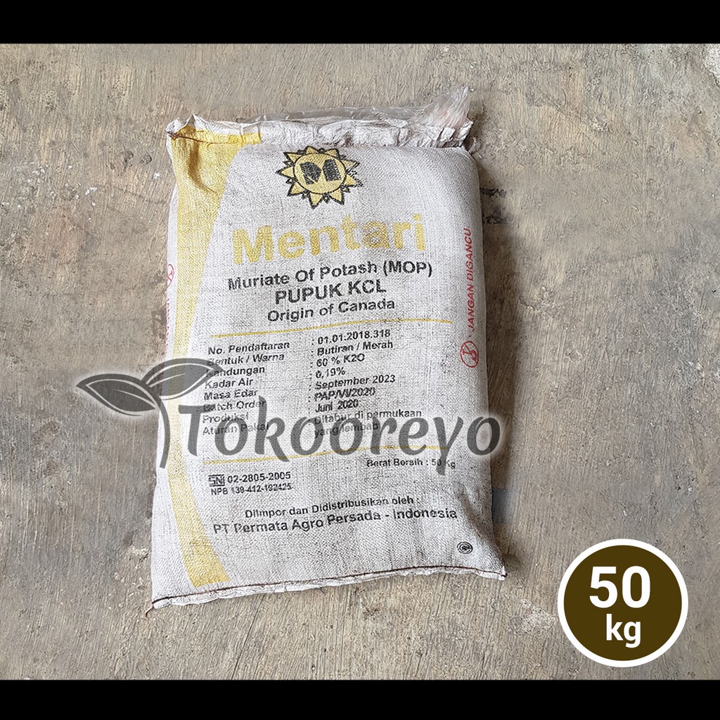 Jual PUPUK MENTARI MOP KCL 50 KG KEMASAN PABRIK VIA CARGO Shopee