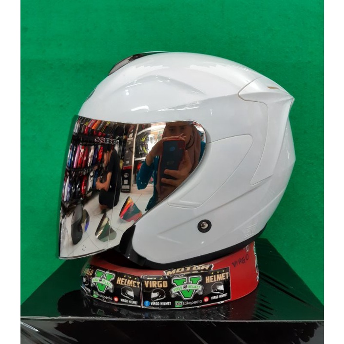 Jual HELM INK DYNAMIC SOLID WHITE+ VISOR IRIDIUM SILVER | Shopee Indonesia