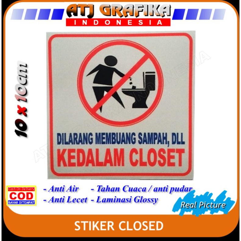 Jual Stiker Dilarang Buang Sampah Di Closet Sticker Kebersihan Kamar