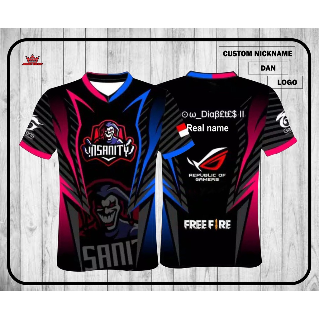 Jual BAJU GAMING FREE FIRE / JERSEY GAME ESPORT / tshirt game murah