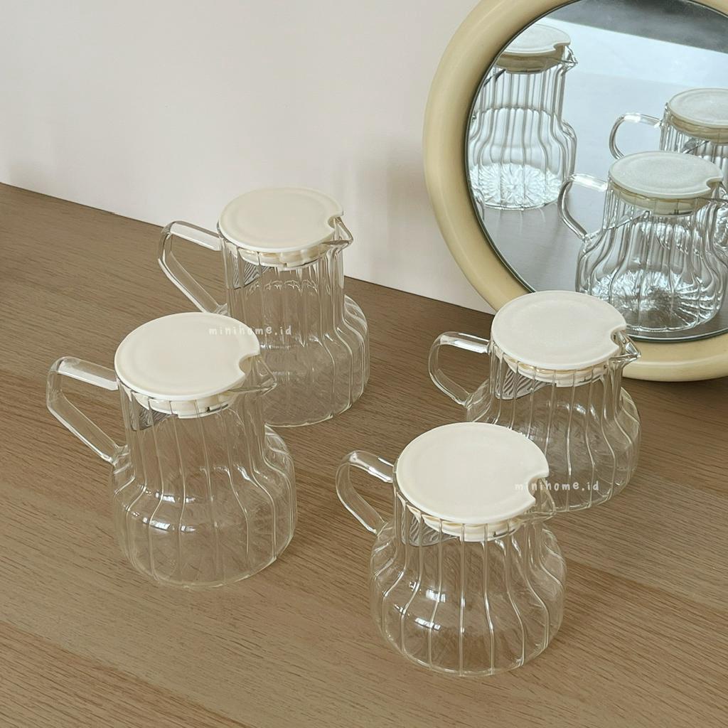 Jual Minihome Como Teko Pitcher Jug Tahan Panas Gelas Kopi Kaca Transparan Cangkir Teh Susu 0666