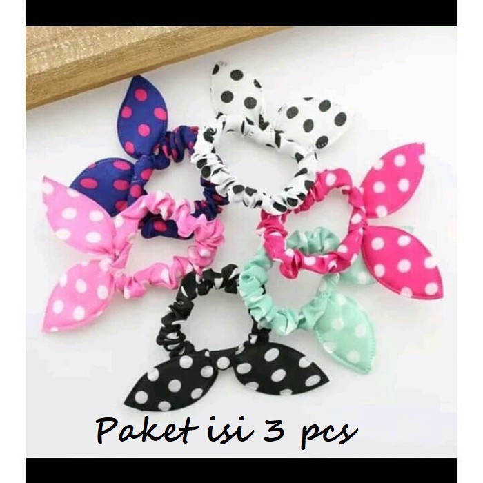 Jual Kuncir Rambut Chibi - Ikat Rambut - Warna Random - Paket 3pcs