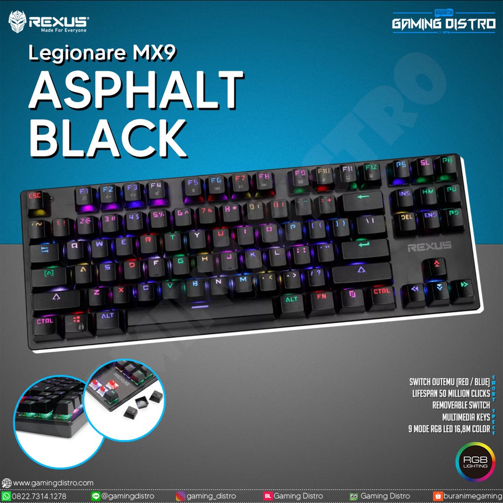 Jual Rexus Legionare MX9 RGB TKL Asphalt Black Mechanical Keyboard ...