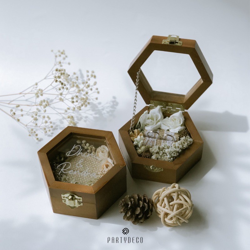 Jual Hexavintage Rose Rustic Ring Box Kotak Cincin Kayu Kotak Cincin