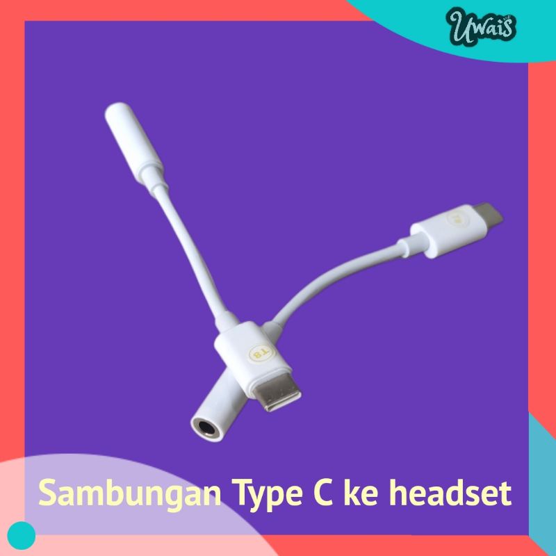 Jual Kabel konverter Sambungan Type Tipe C ke jack 3,5mm headset